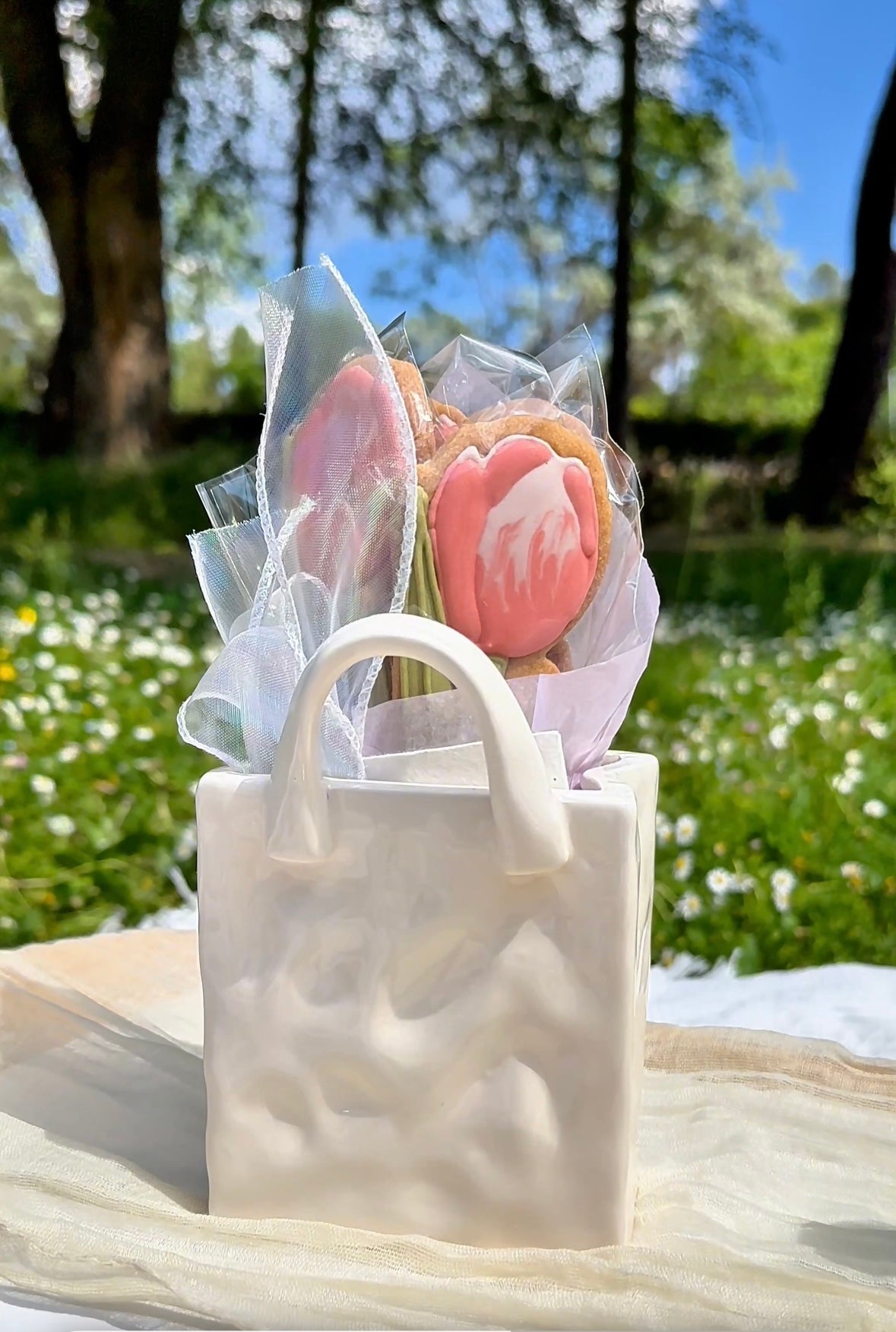 Bouquet gourmand - sablés en forme de fleurs