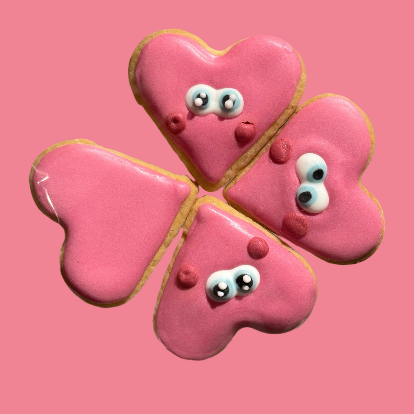 Lot de 4 biscuits personnalisés - trèfle à 4 cœurs